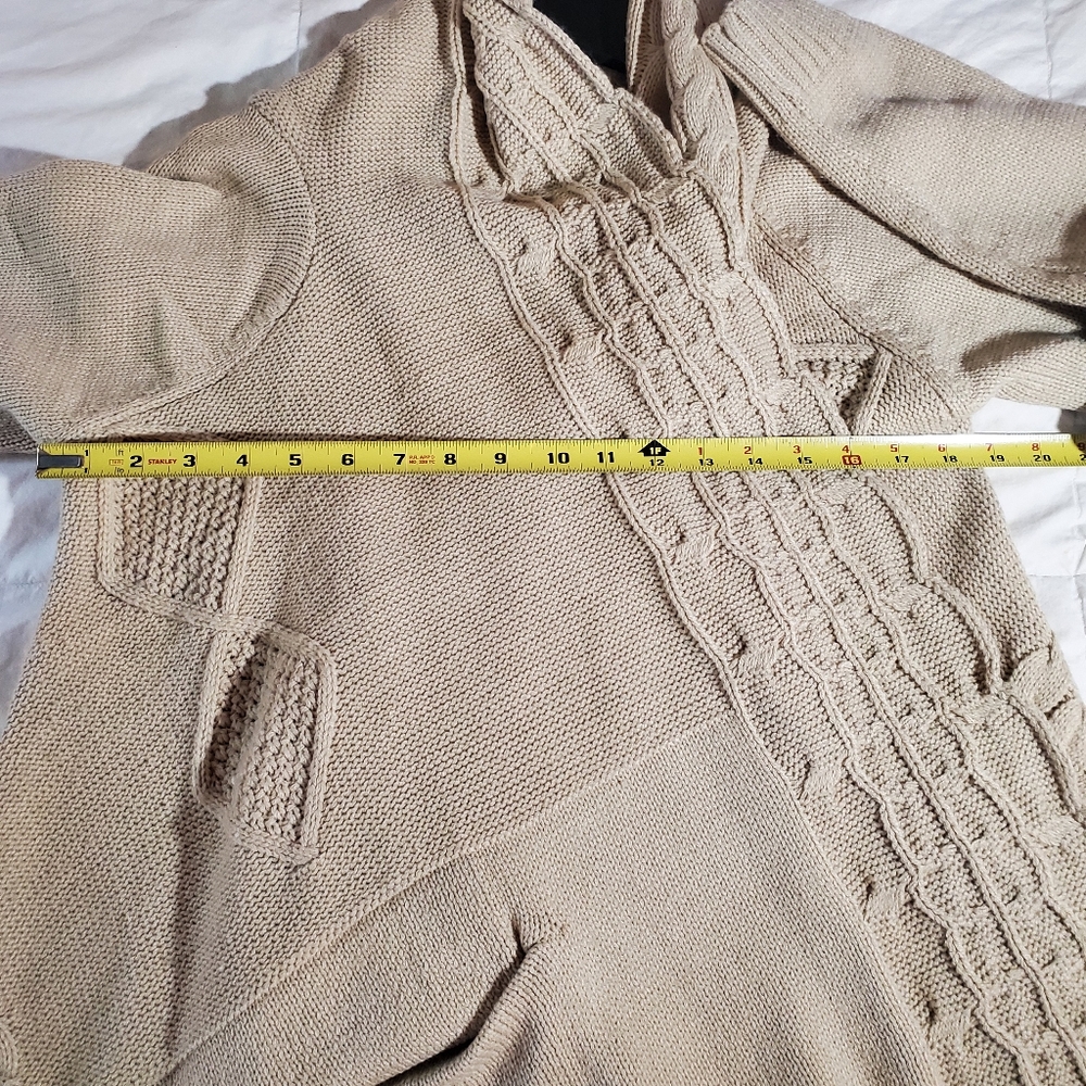 LOVE CRAZY Cable Knit Duster Cardigan Waterfall Style Open Front Size Lg. EUC - Picture 10 of 14